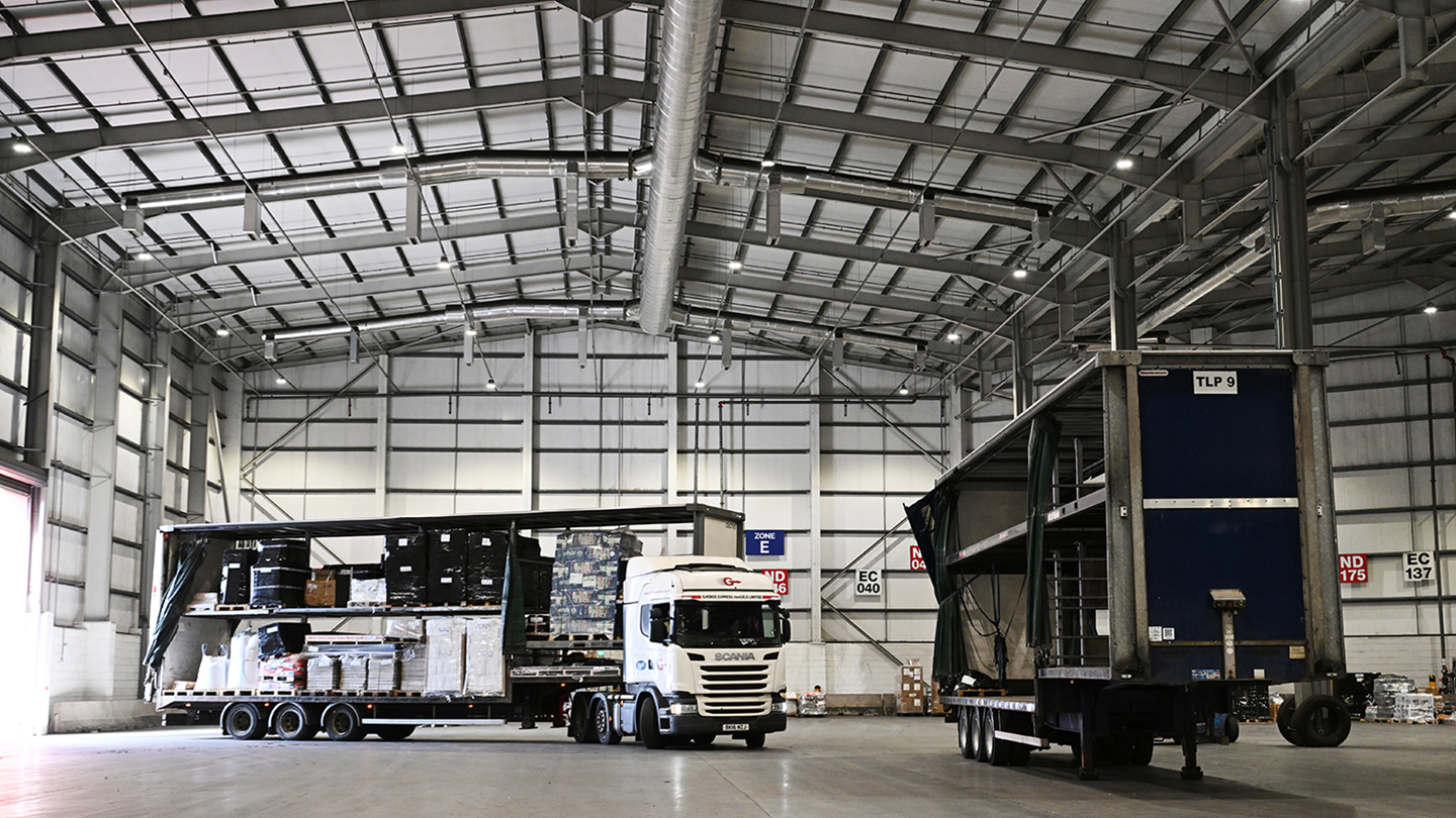 Image of a lorry in a warehouse