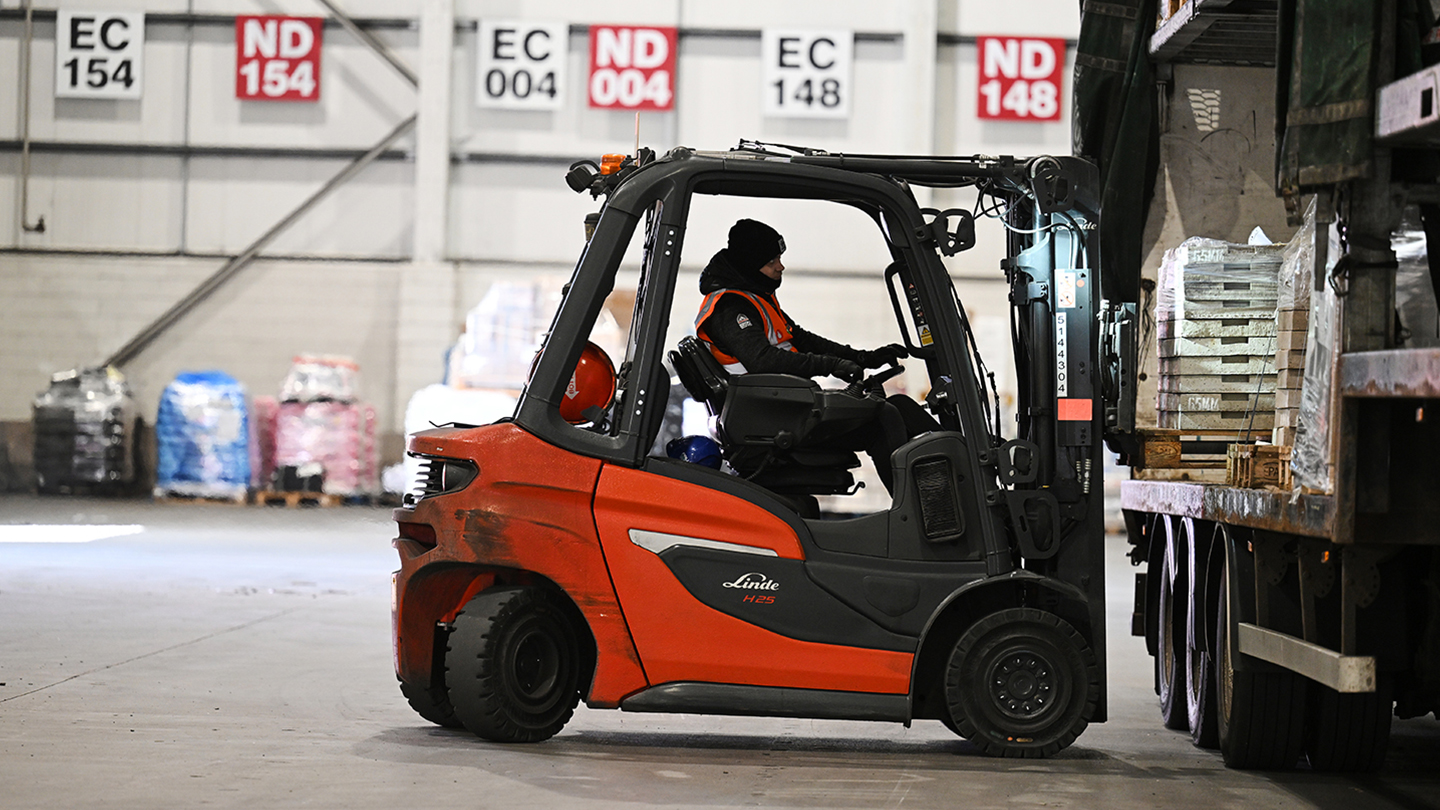 Image of a forklift loading a load onto a lorry